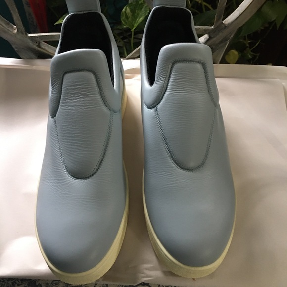 Celine Leather Sky Blue Slip-On Sneakers - Picture 2 of 8